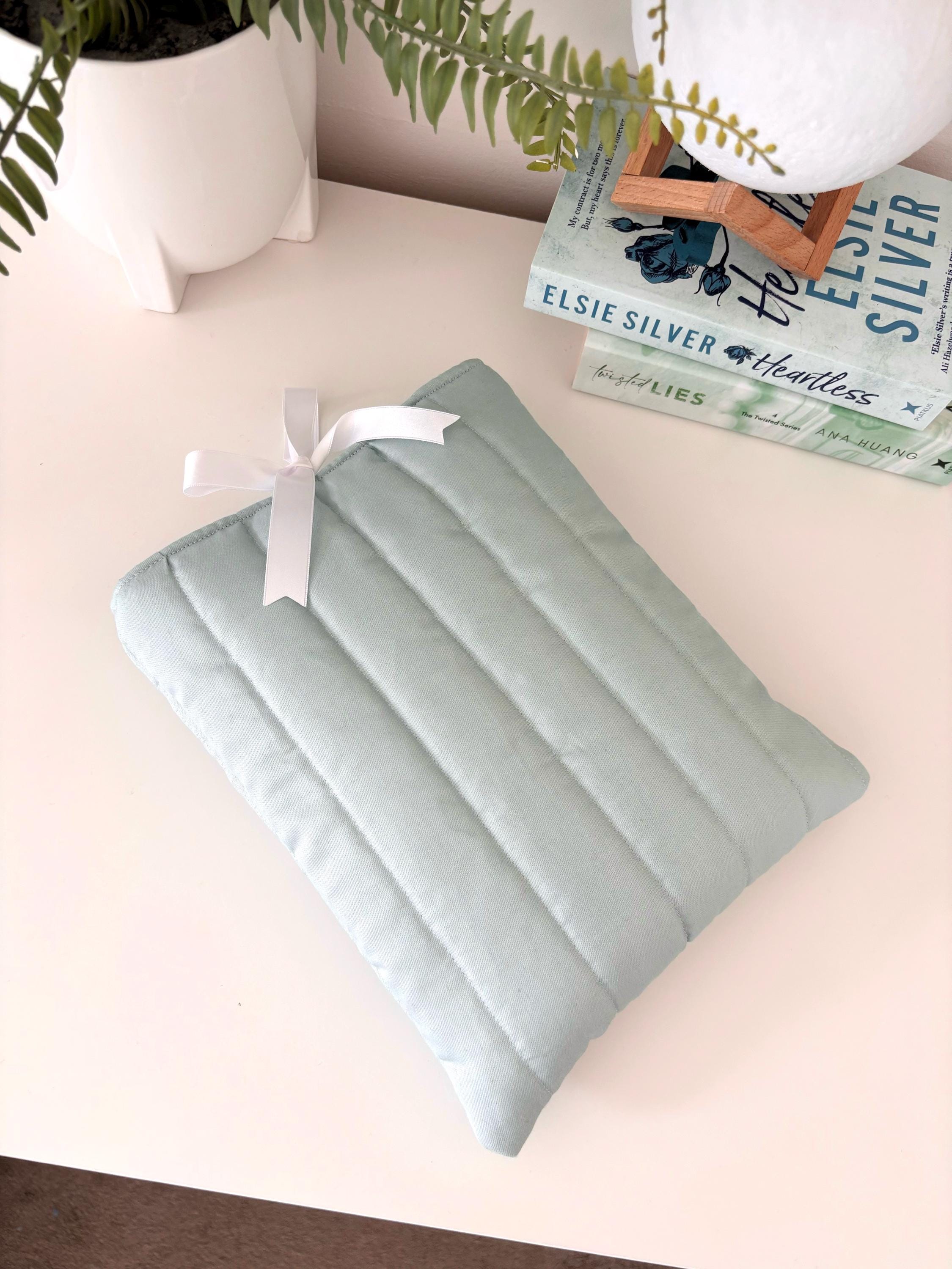 Duck egg blue quilted book sleeve