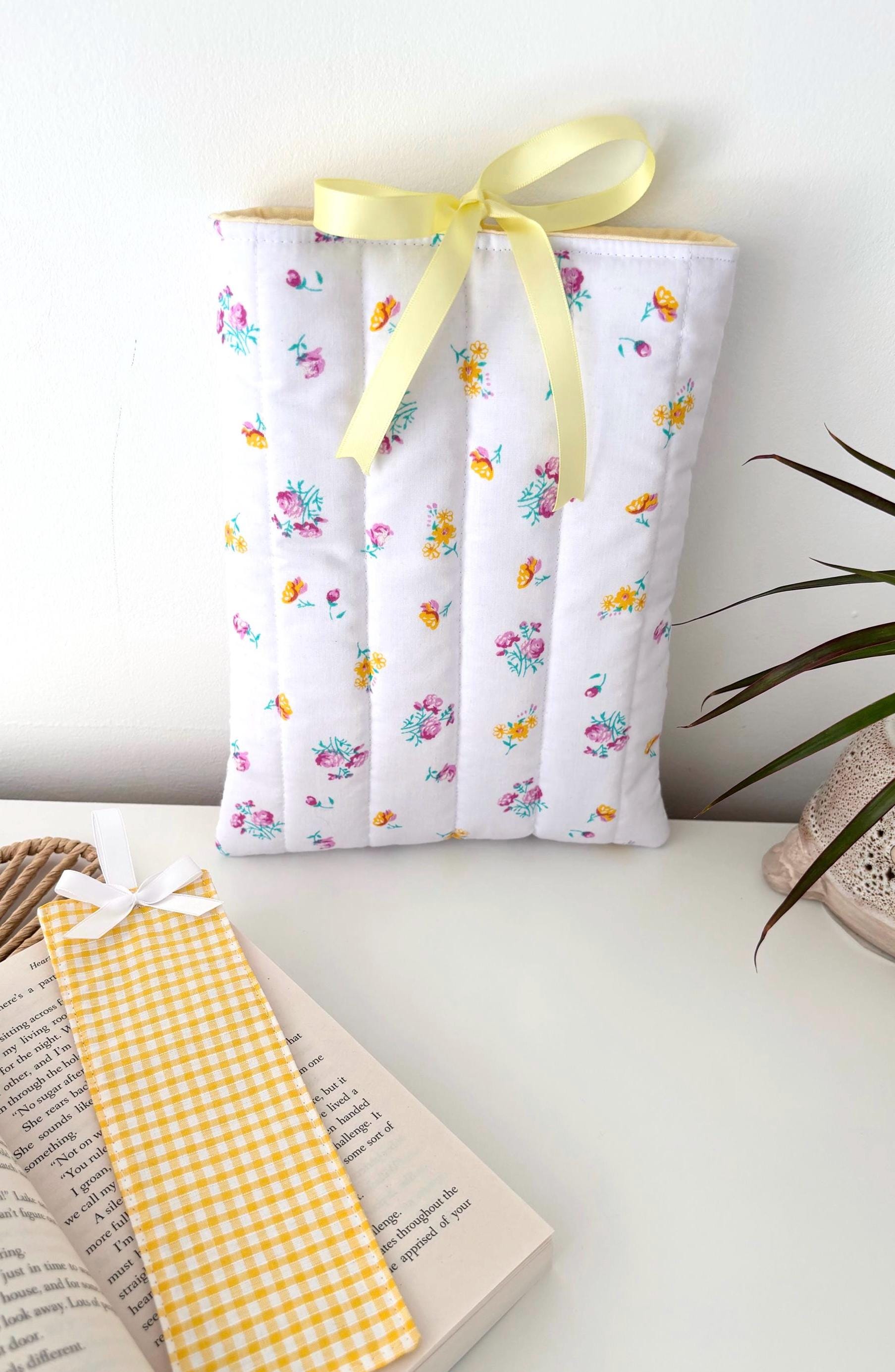 Yellow floral quilted book sleeve
