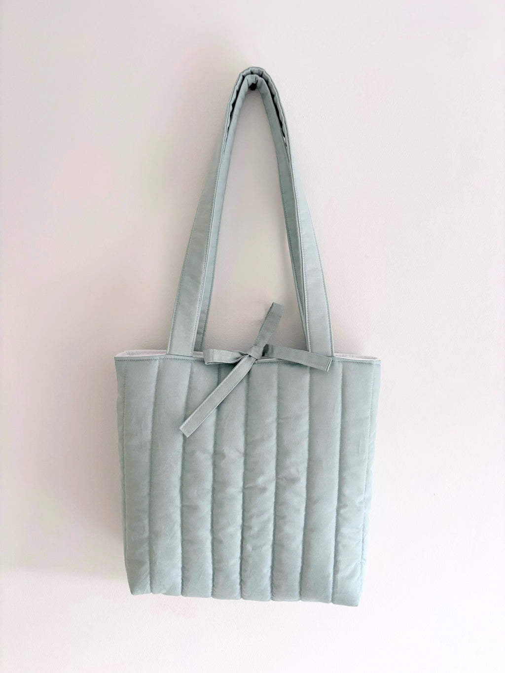Duck egg pastel quilted tote bag