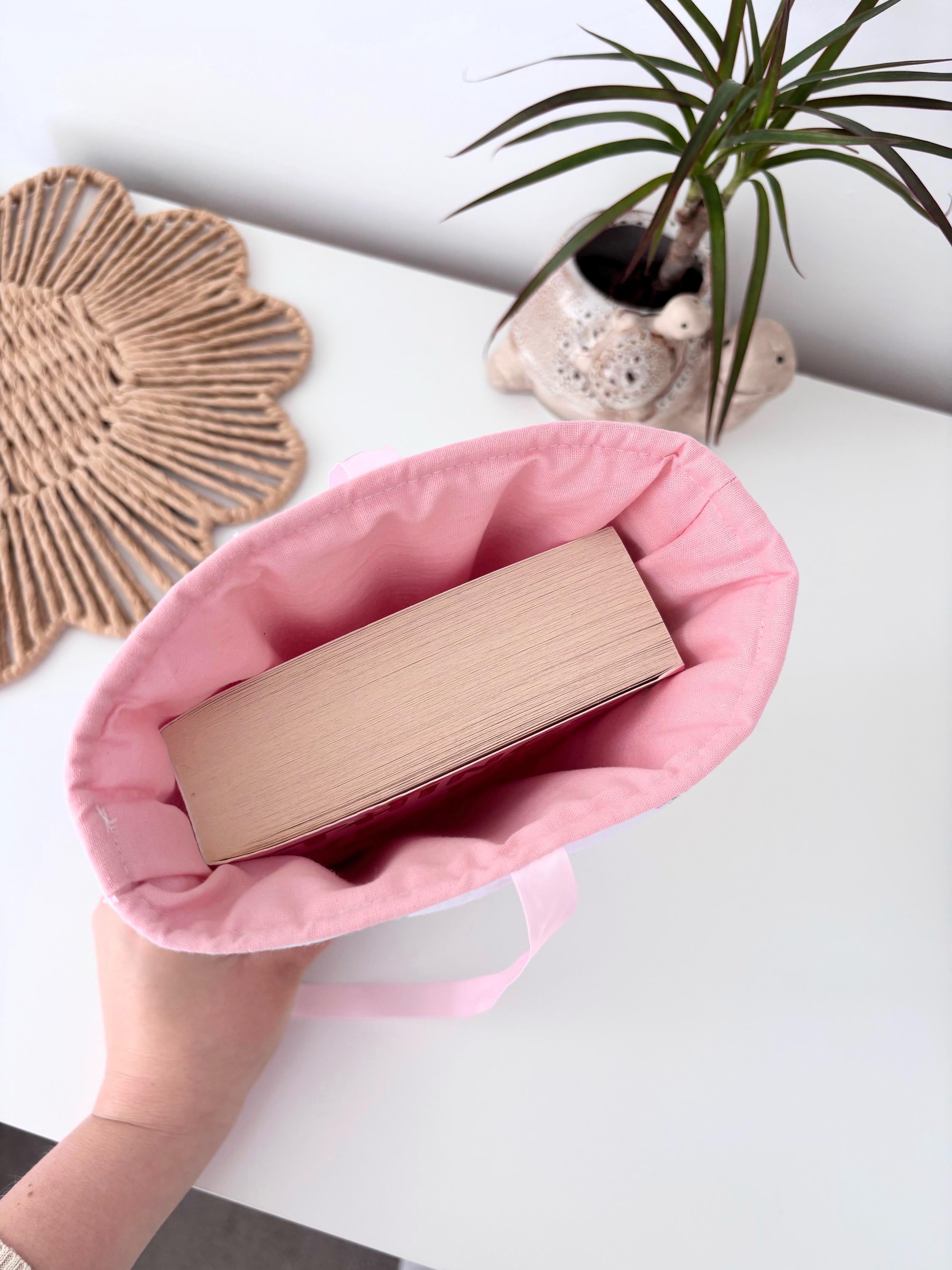 Pink floral quilted book sleeve