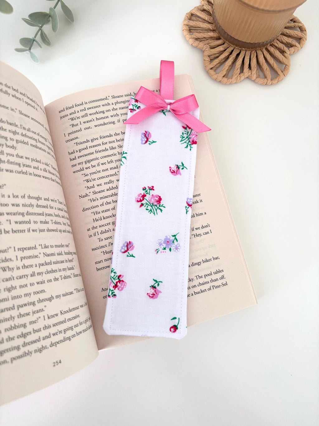 Floral fabric bookmark