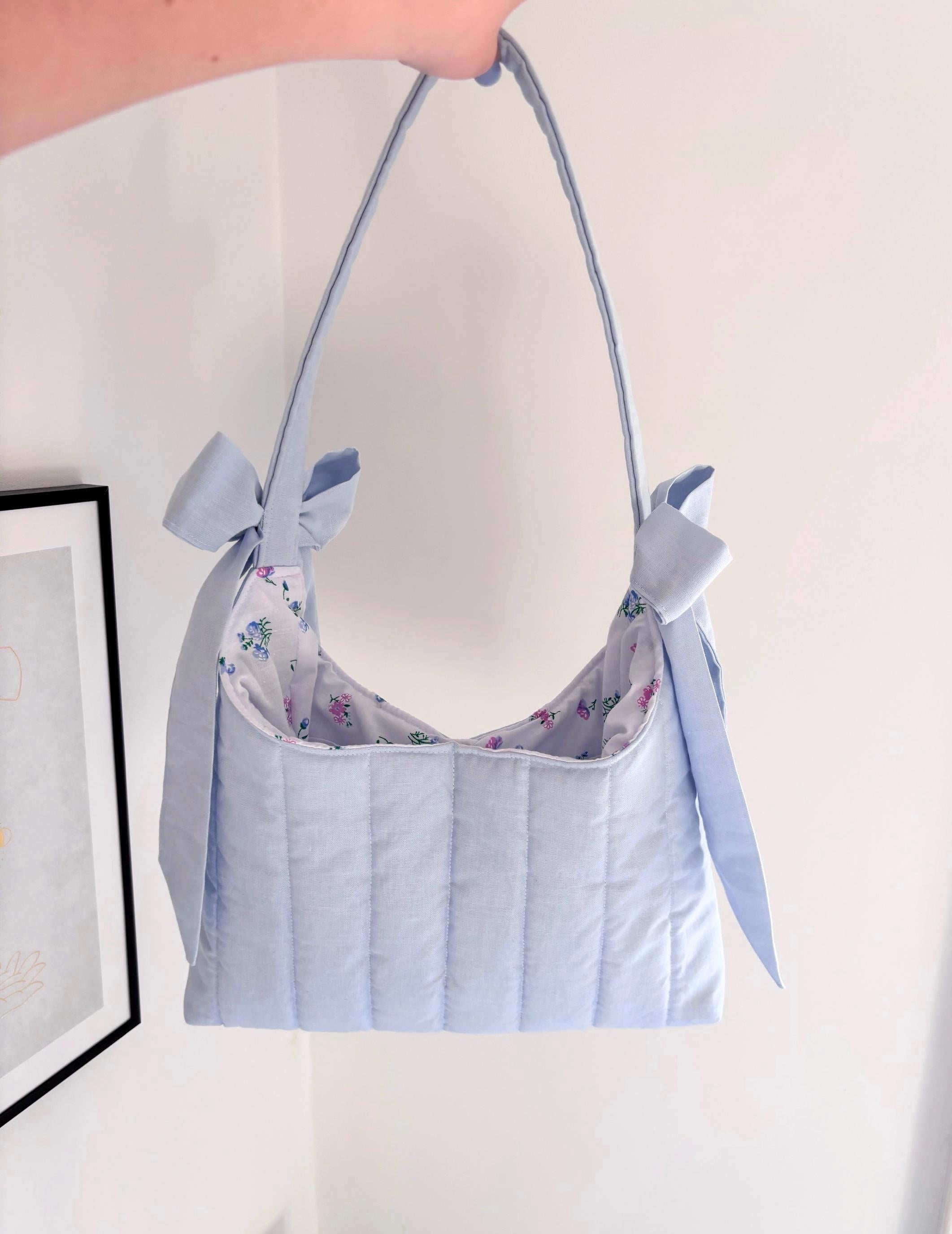 Pastel blue mini bow shoulder bag