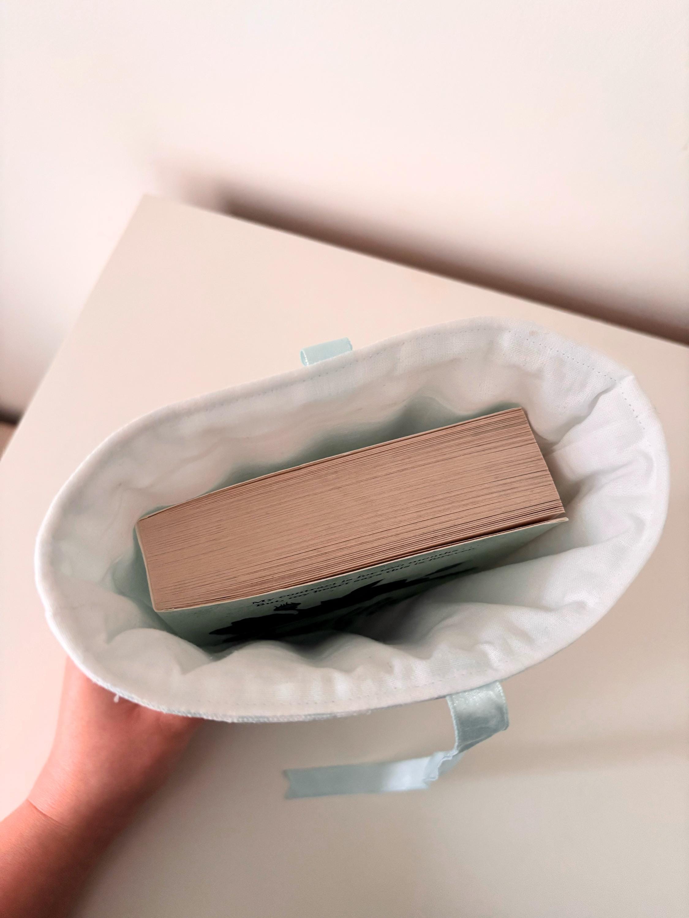 Pastel blue gingham book sleeve